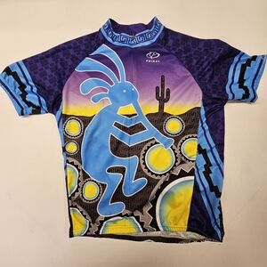 Primal Wear Cycling Jersey Men L Bright Southwestern Kokopelli All Print 3/4 Zip